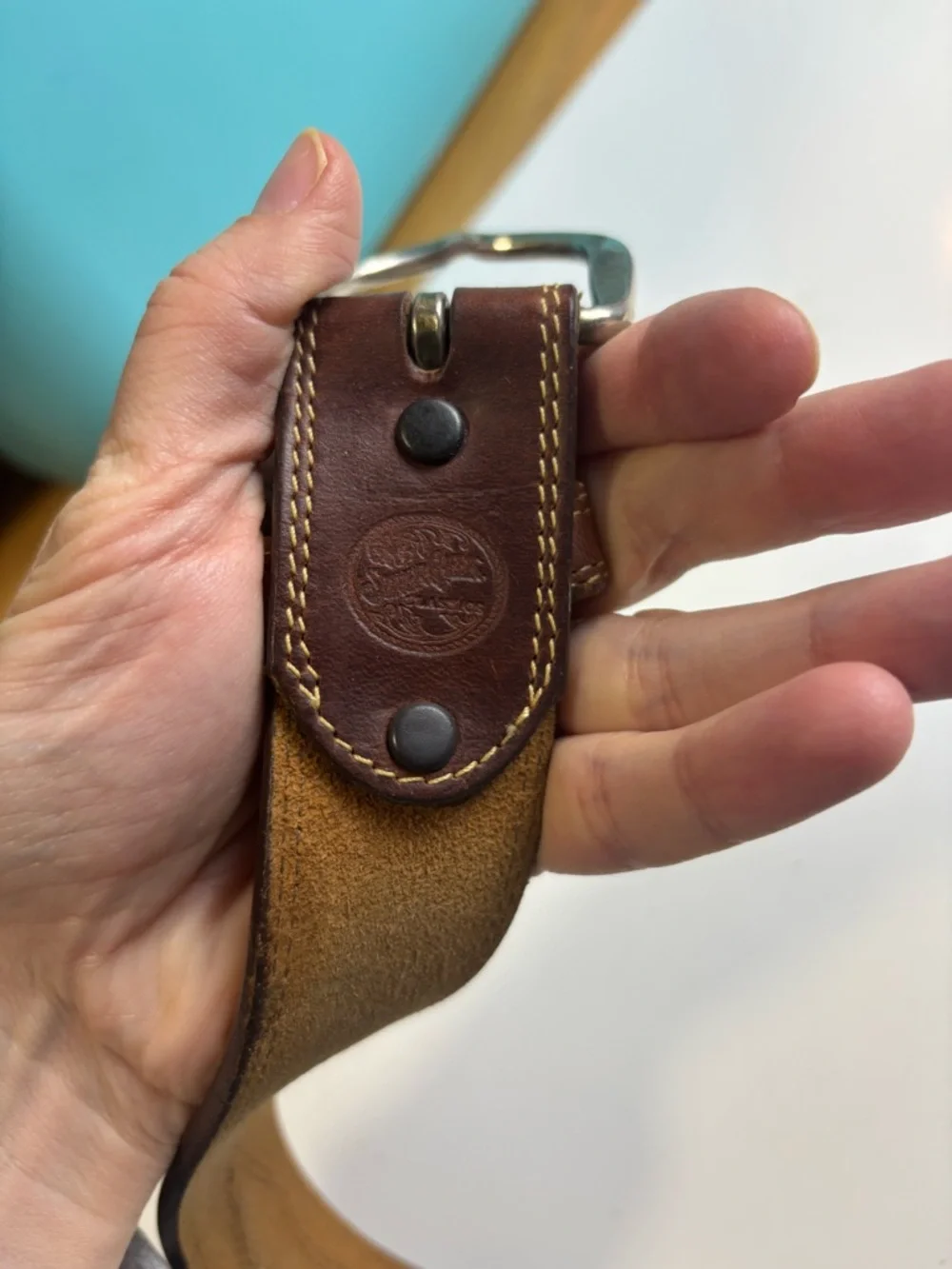 SILVER CREEK Brown padded mens leather belt‎ sz 38